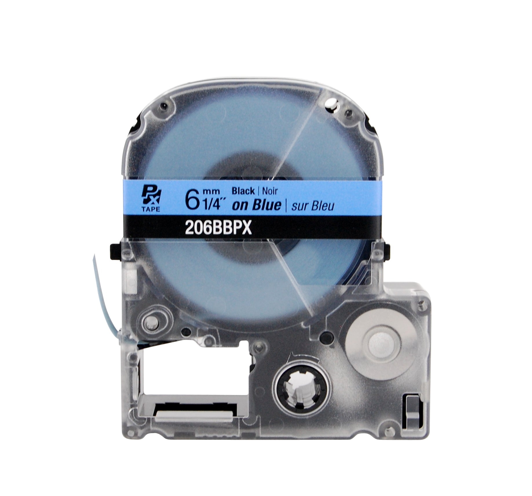 Epson LABELWORKS PX Standard 1/4" (6mm) x 30 ft Black on Blue Tape - 206BBPX
