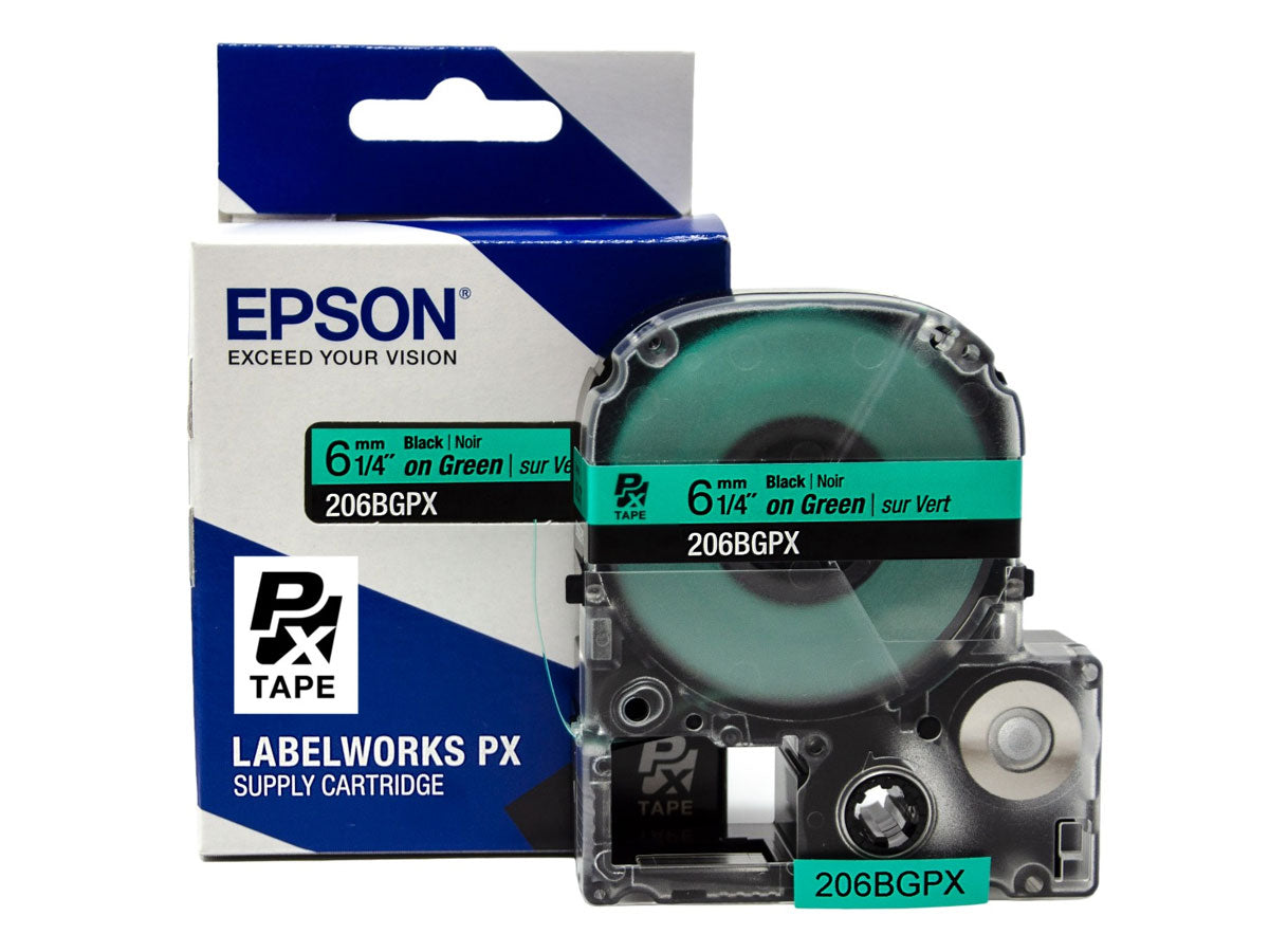 Epson LabelWorks 206BGPX - 1/4" Black on Green