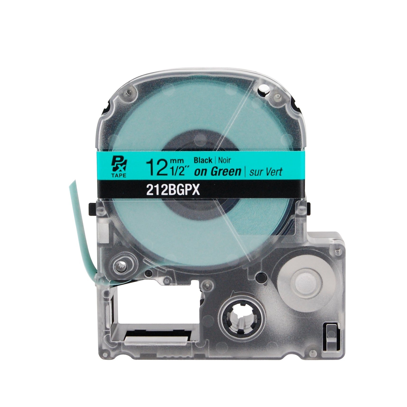 Epson LABELWORKS PX Standard 1/2" (12mm) x 30 ft Black on Green Tape - 212BGPX