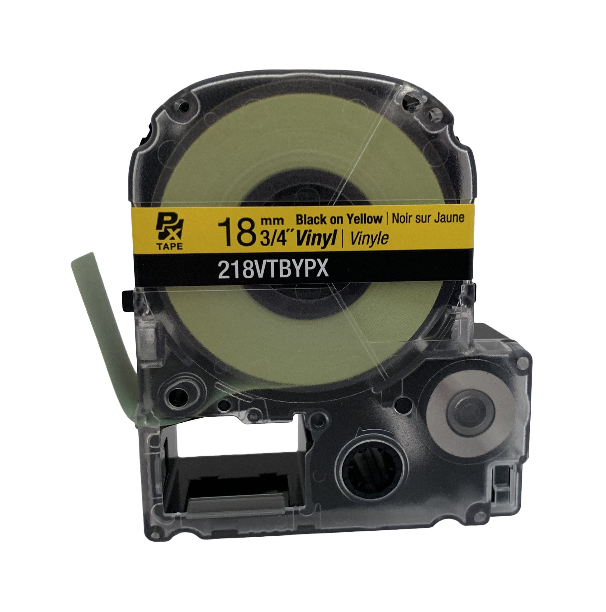 Epson LABELWORKS PX Vinyl 3/4" (18mm)  x 22.9 ft Black on Yellow Tape - 218VTBYPX