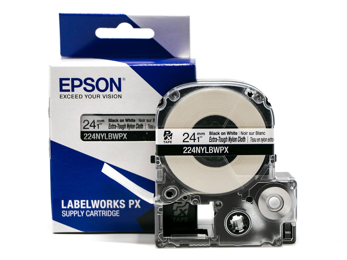 Epson LabelWorks 1-inch Black on White Extra-tough Nylon Tape
