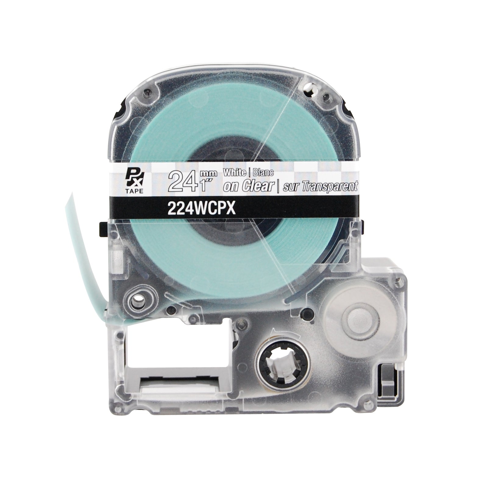 Epson LABELWORKS PX Standard 1" (24mm) x 30 ft White on Clear Tape - 224WCPX