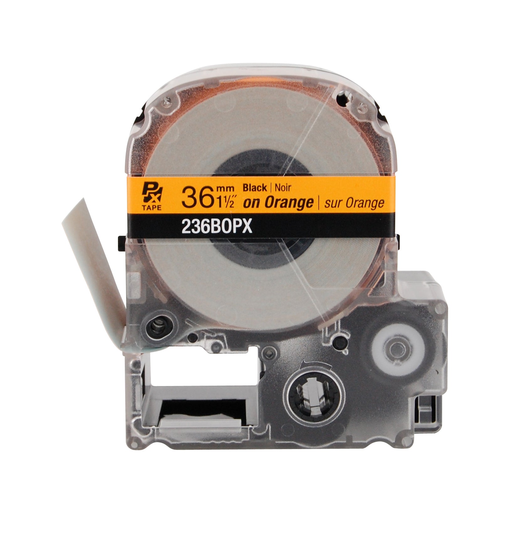 Epson LABELWORKS PX Standard 1½" (36mm) x 30 ft Black on Orange Tape - 236BOPX