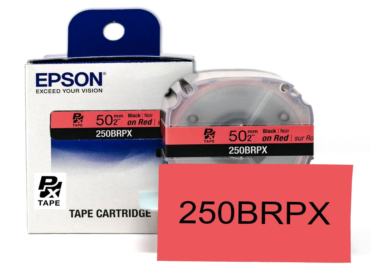 Epson LabelWorks PX 50mm (2") Black on Red Tape - 250BRPX