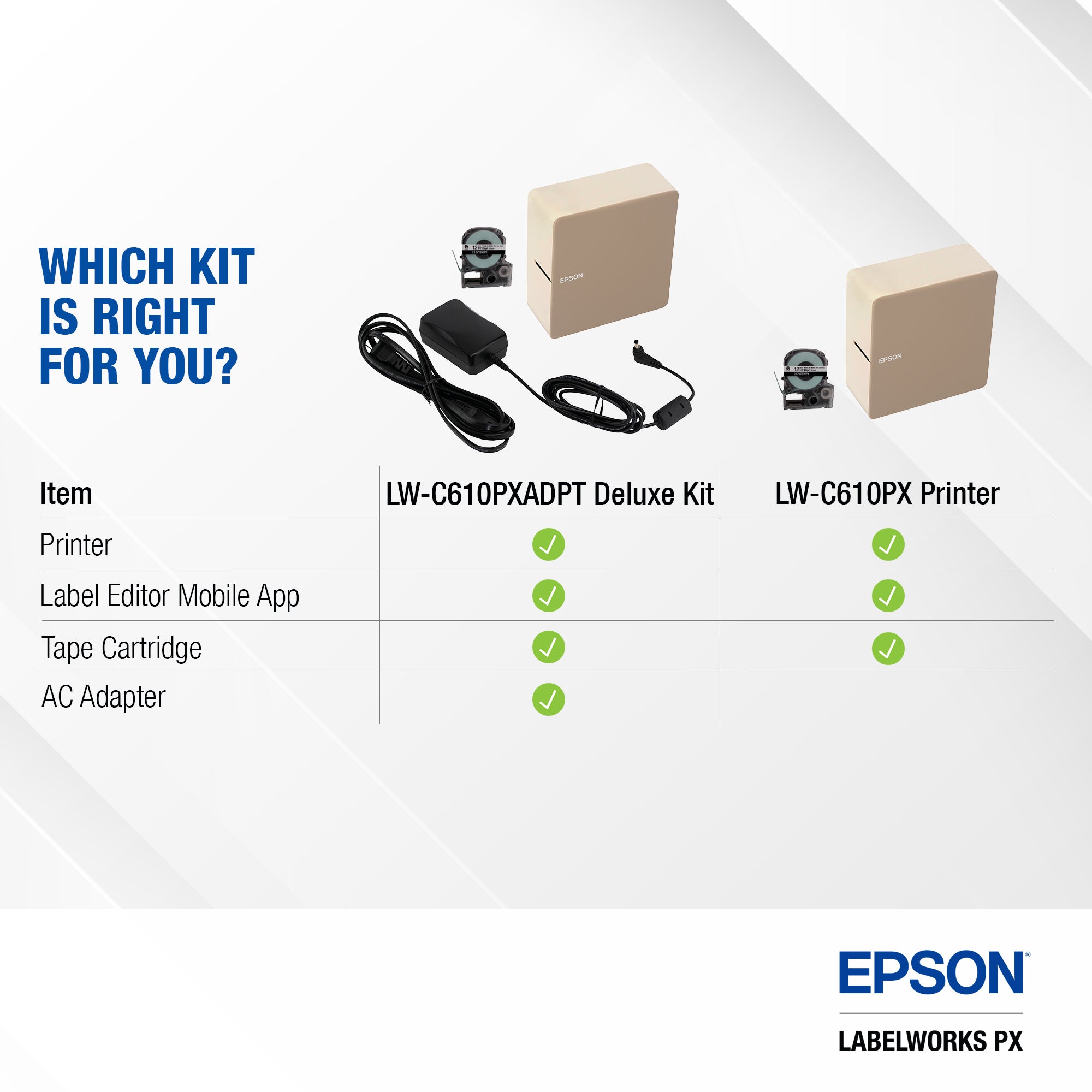 Epson LW-C610PX Printer with Adapter