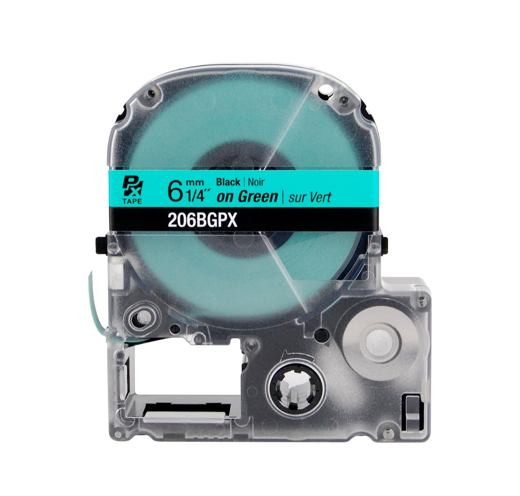 Epson LABELWORKS PX Standard 1/4" (6mm) x 30 ft Black on Green Tape - 206BGPX