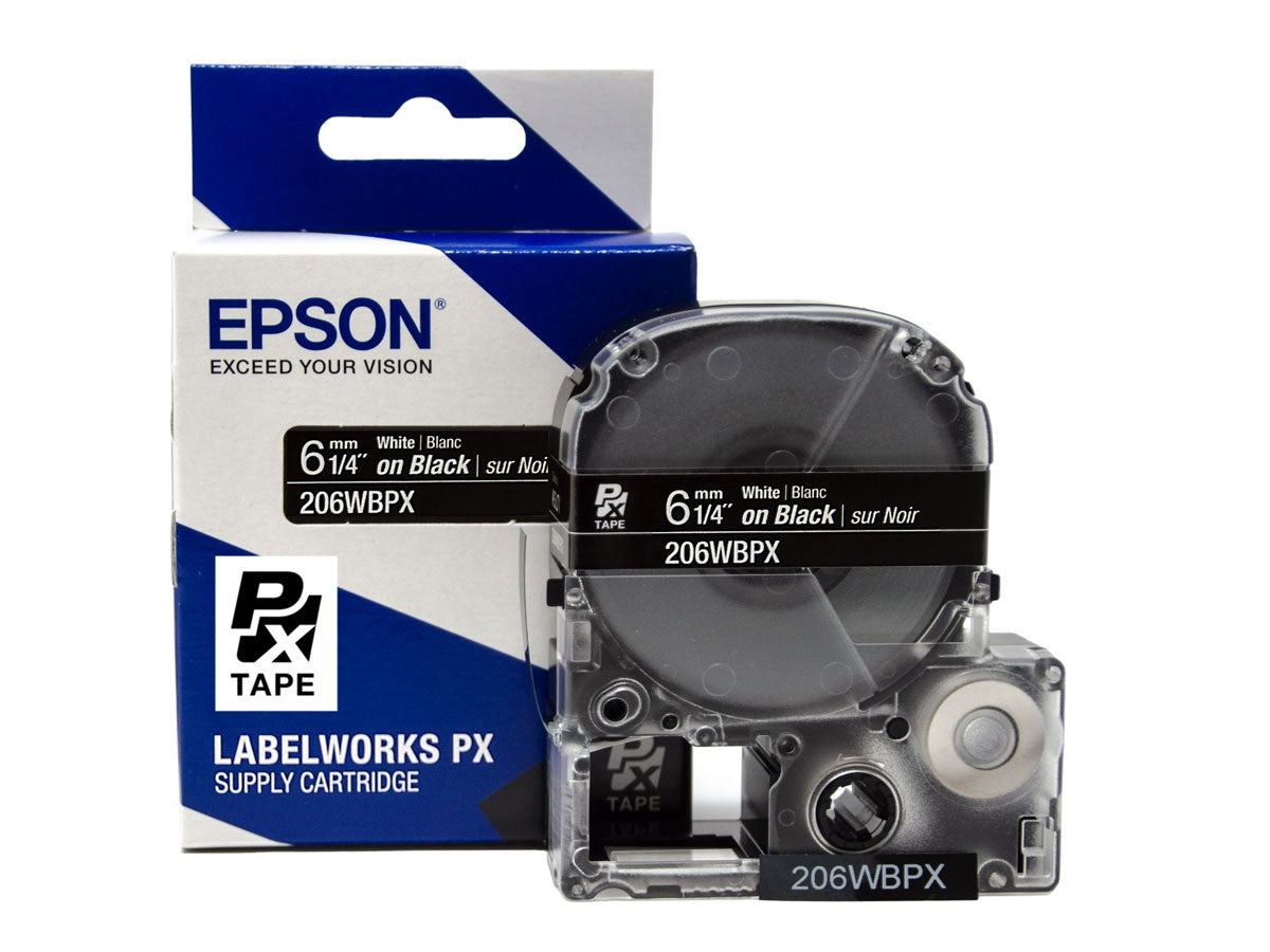 206WBPX - 1/4" White on Black PET
