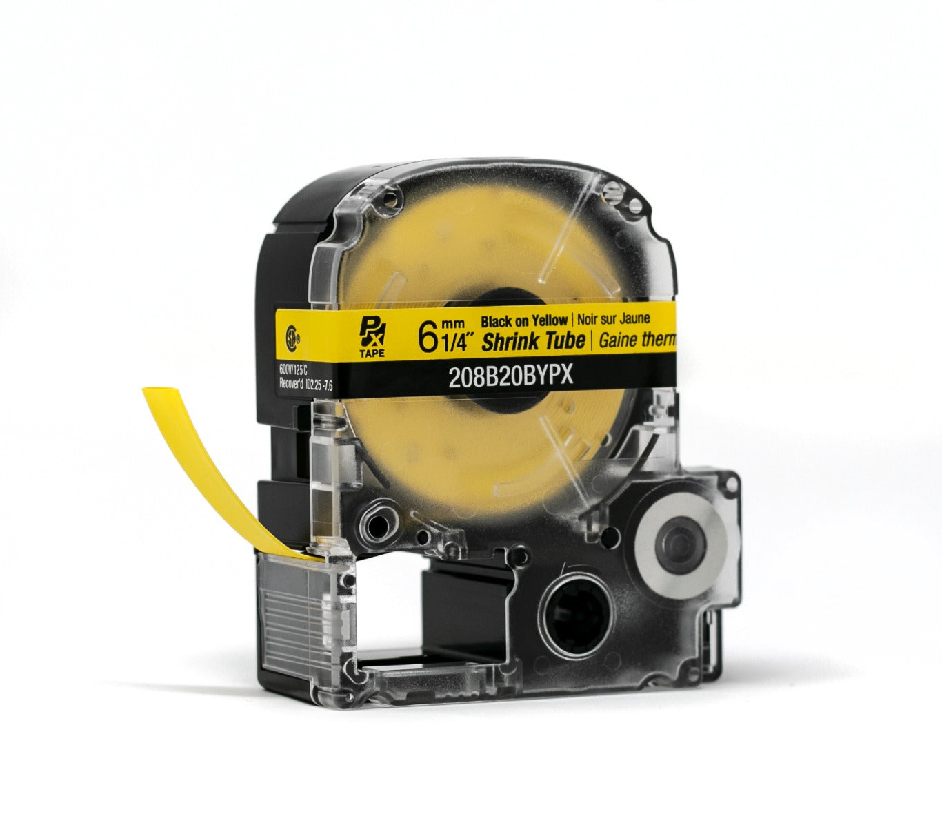 Epson LABELWORKS PX Shrink Tube 1/4" (AWG 6-18) x 98" Black on Yellow Tape - 208B20BYPX