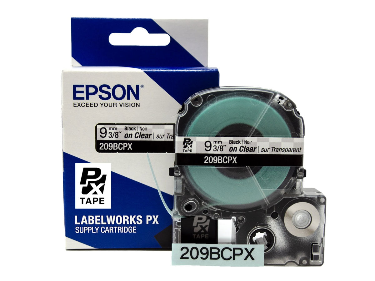 209BCPX - 3/8" Black on Clear PET