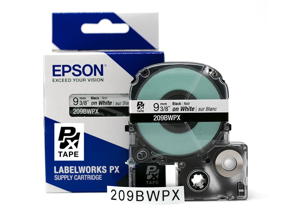 209BWPX - 3/8" Black on White PET