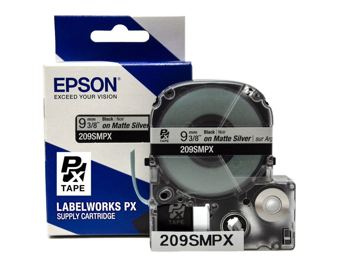 209SMPX - 3/8" Black on Matte Silver PET