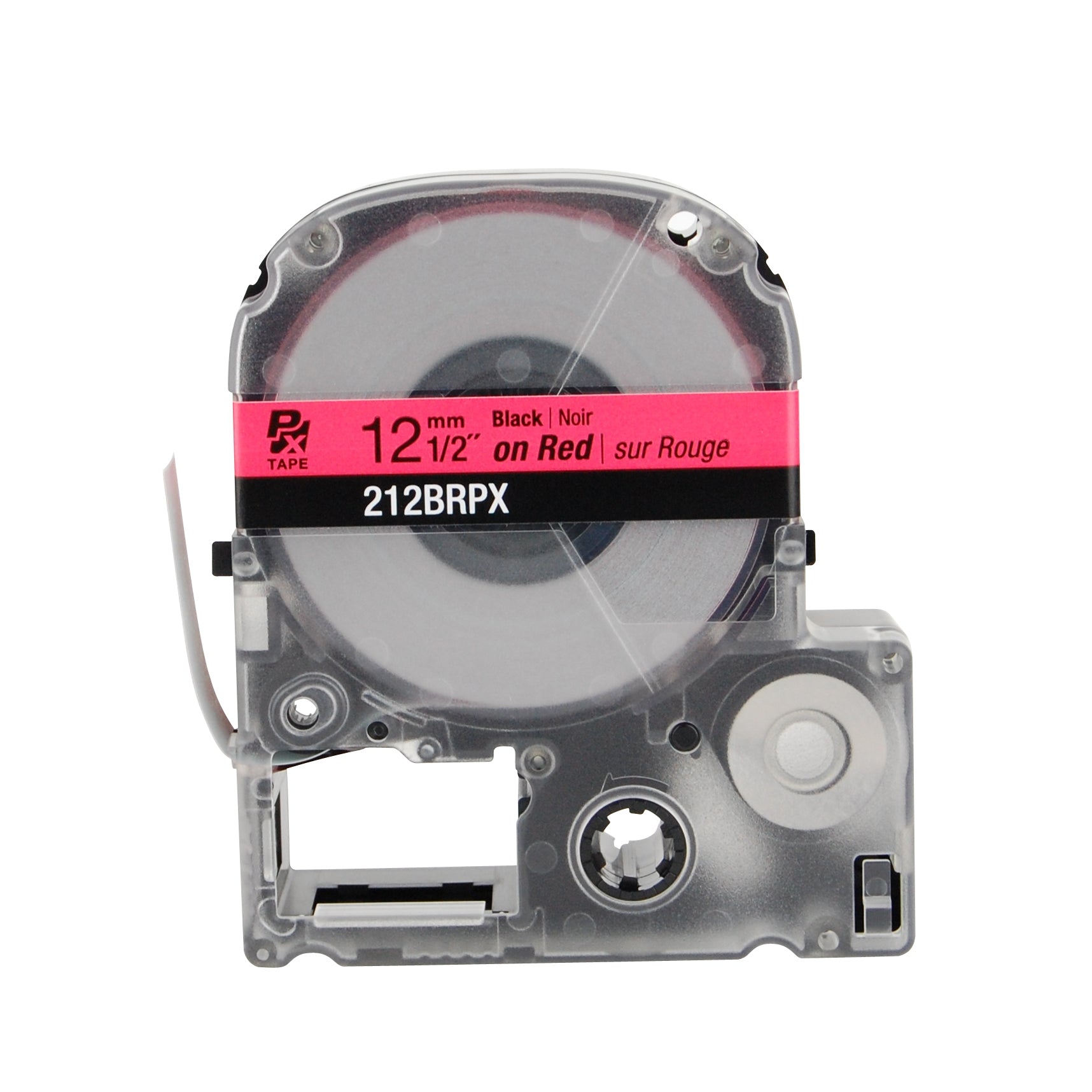 Epson LABELWORKS PX Standard 1/2" 12mm) x 30 ft Black on Red Tape - 212BRPX