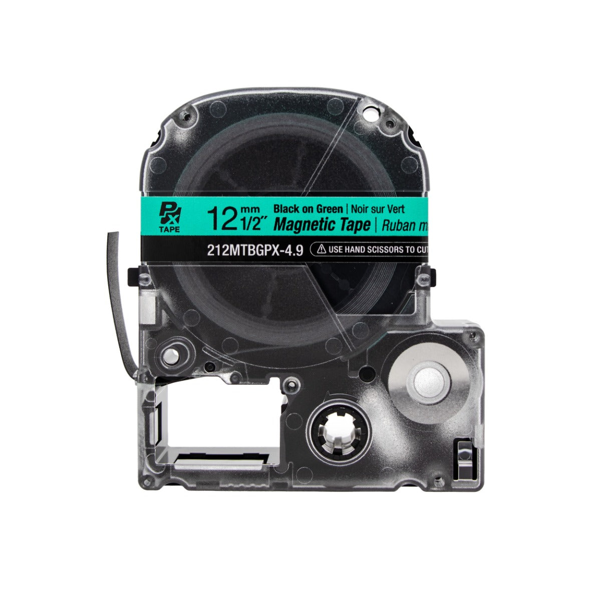 Epson LABELWORKS PX Magnetic 1/2" (12mm) x 4.9 ft Black on Green Tape - 212MTBGPX-4.9