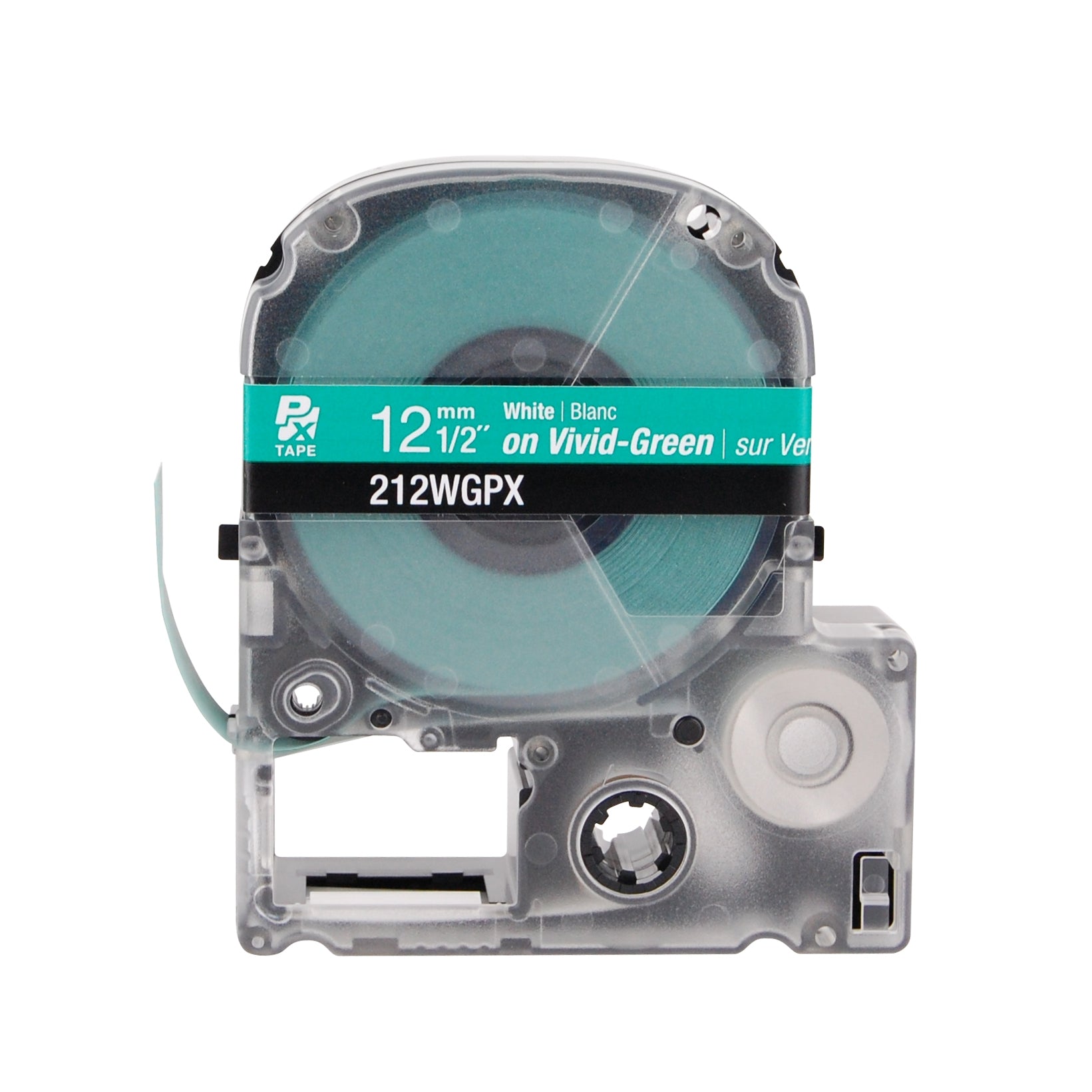 Epson LABELWORKS PX Standard 1/2" (12mm) x 30 ft White on Vivid-Green Tape - 212WGPX