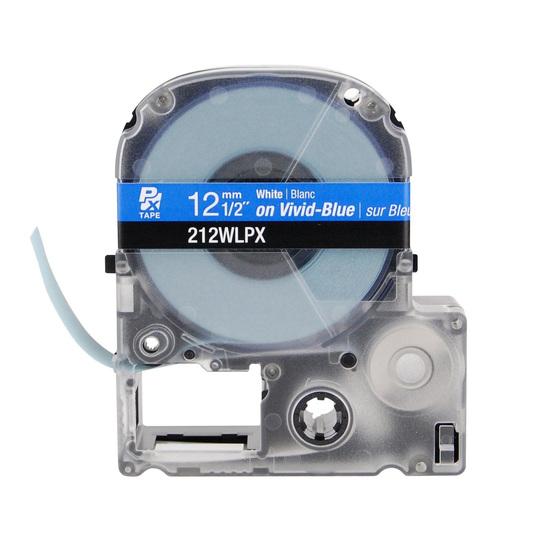 Epson LABELWORKS PX Standard 1/2" (12mm) x 30 ft White on Vivid-Blue Tape - 212WLPX
