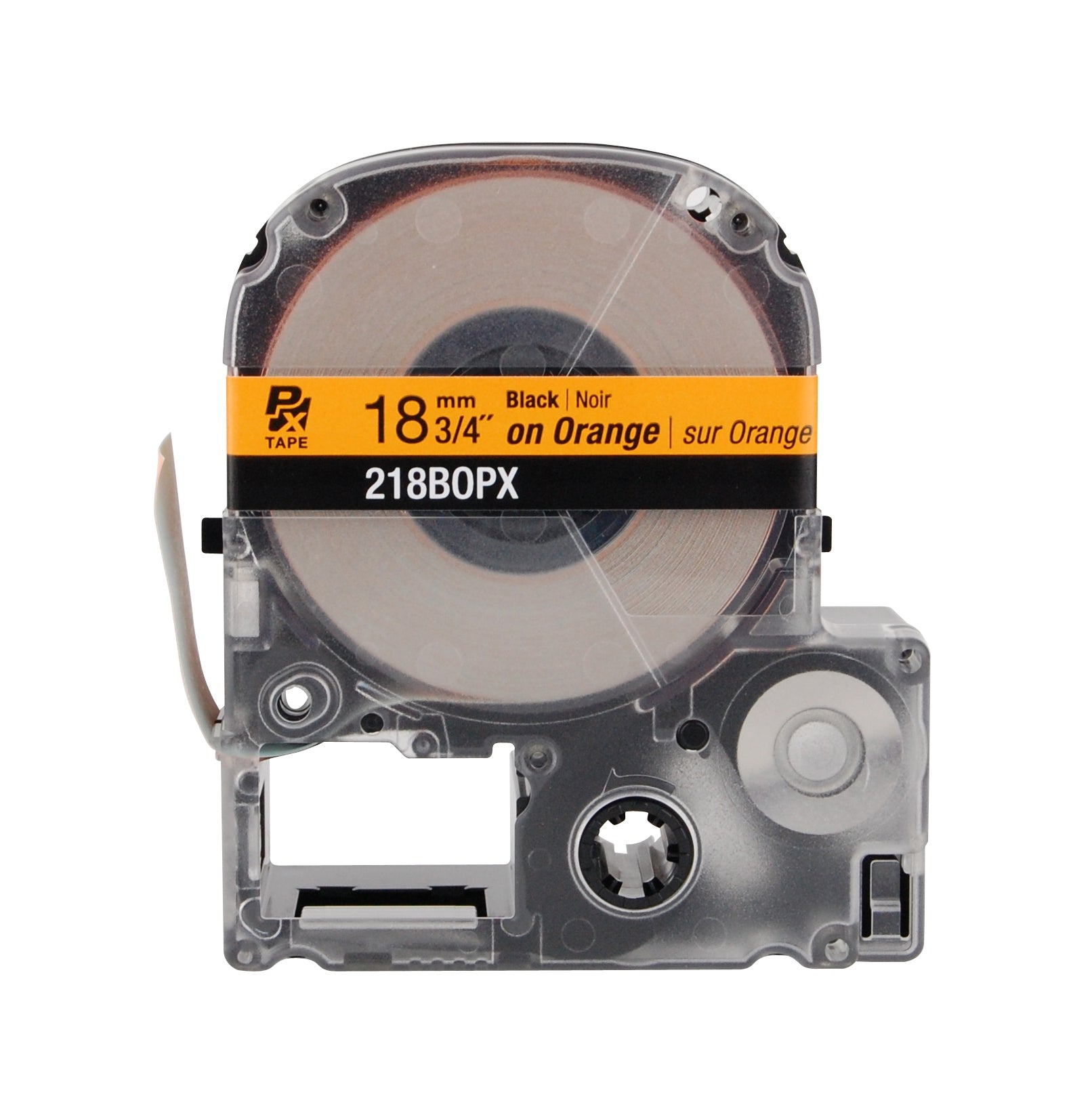 Epson LABELWORKS PX Standard 3/4" (18mm) x 30 ft Black on Orange Tape - 218BOPX