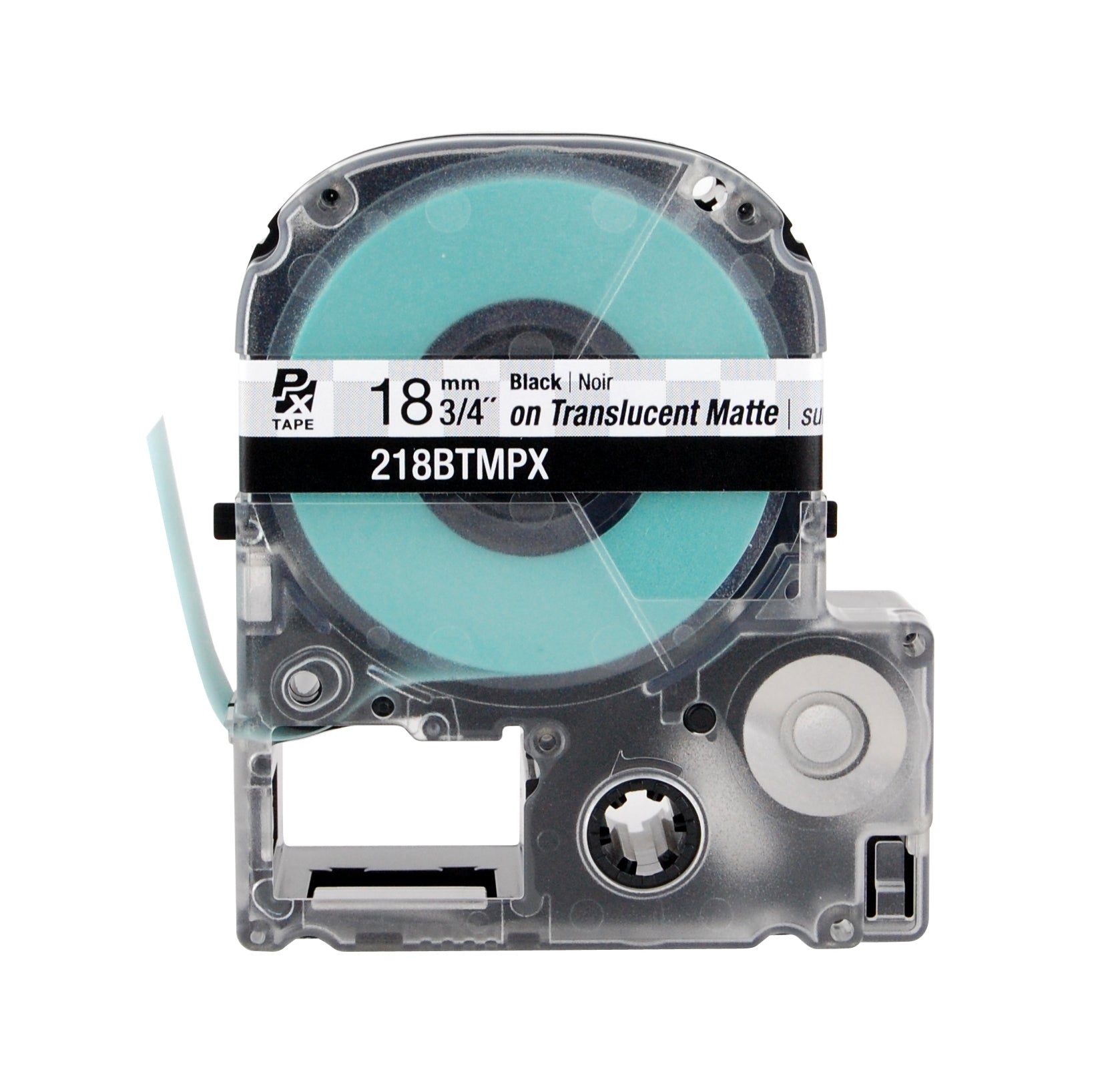 Epson LABELWORKS PX Standard 3/4" (18mm) x 30 ft Black on Translucent Matte Tape - 218BTMPX