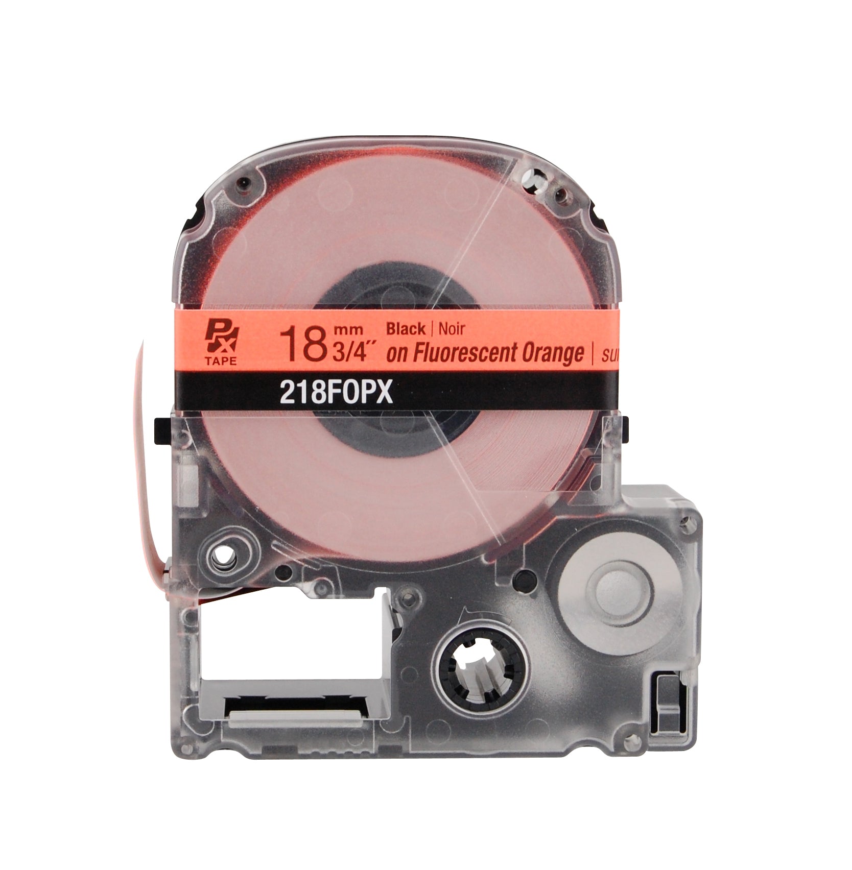 Epson LABELWORKS PX Fluorescent 3/4" (18mm) x 30 ft Black on Fluorescent Orange Tape - 218FOPX