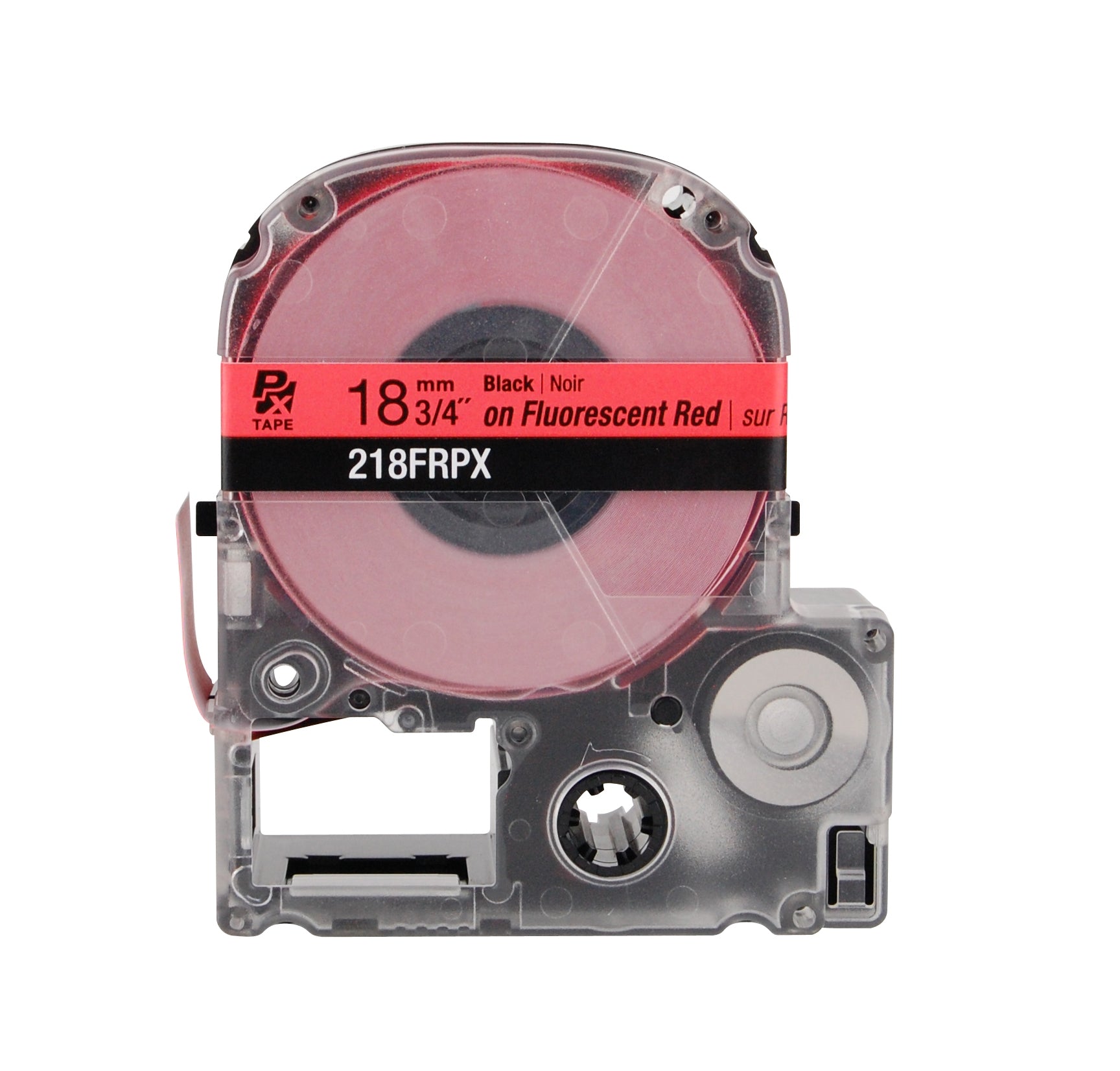 Epson LABELWORKS PX Fluorescent 3/4" (18mm) x 30 ft Black on Fluorescent Red Tape - 218FRPX