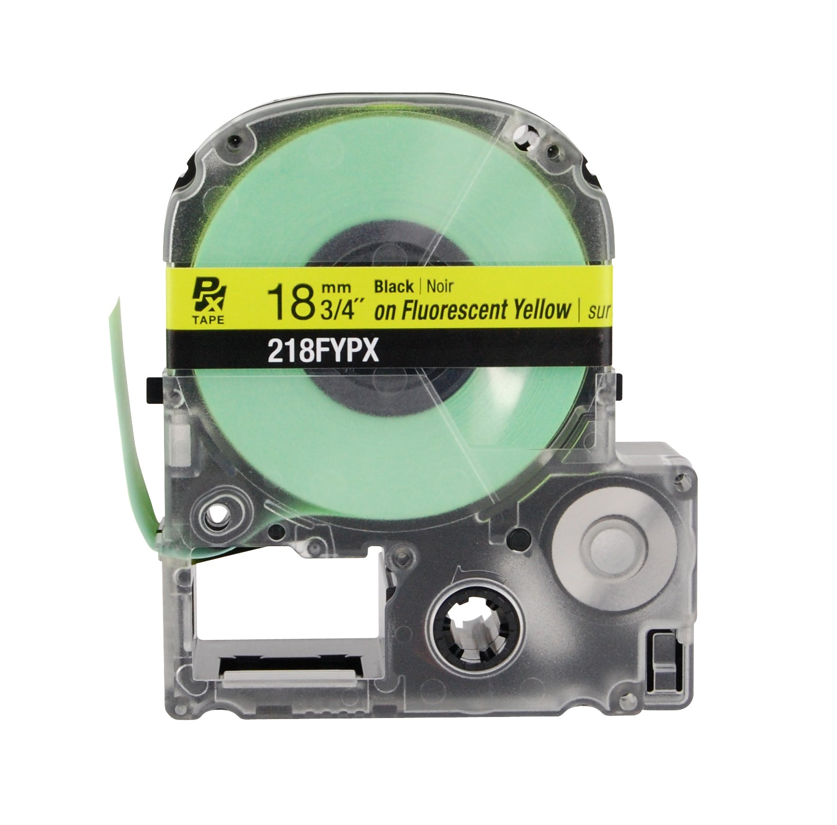 Epson LABELWORKS PX Fluorescent 3/4" (18mm) x 30 ft Black on Fluorescent Yellow Tape - 218FYPX