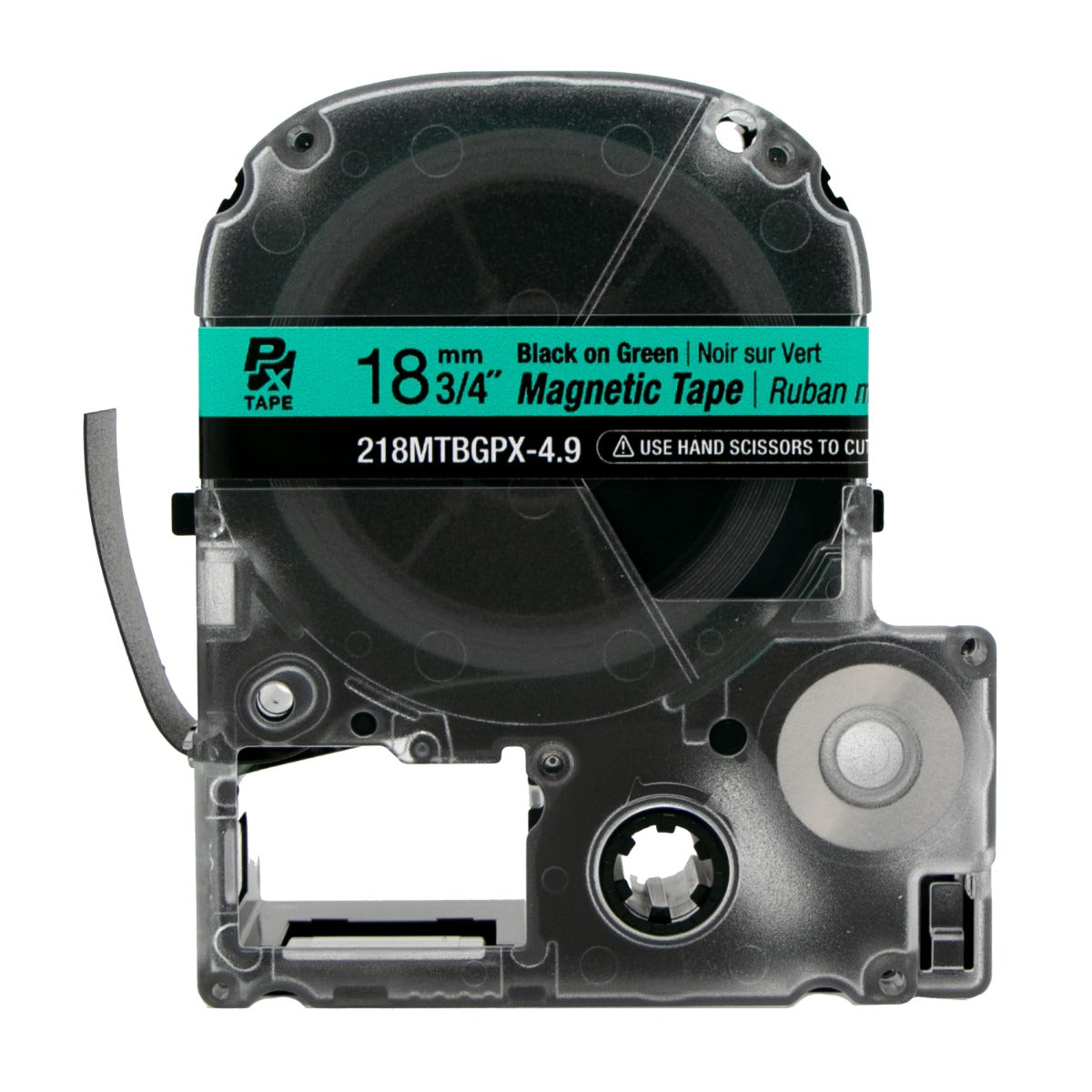 Epson LABELWORKS PX Magnetic 3/4" (18mm) x 4.9 ft Black on Green Tape - 218MTBGPX-4.9