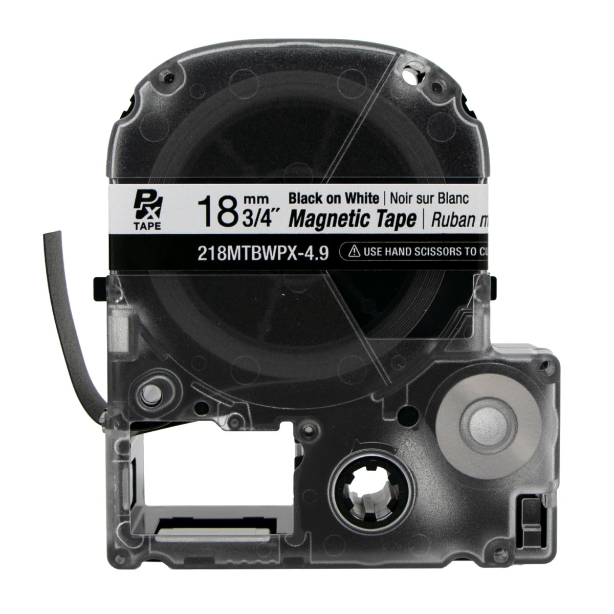Epson LABELWORKS PX Magnetic 3/4" (18mm) x 4.9 ft Black on White Tape - 218MTBWPX-4.9