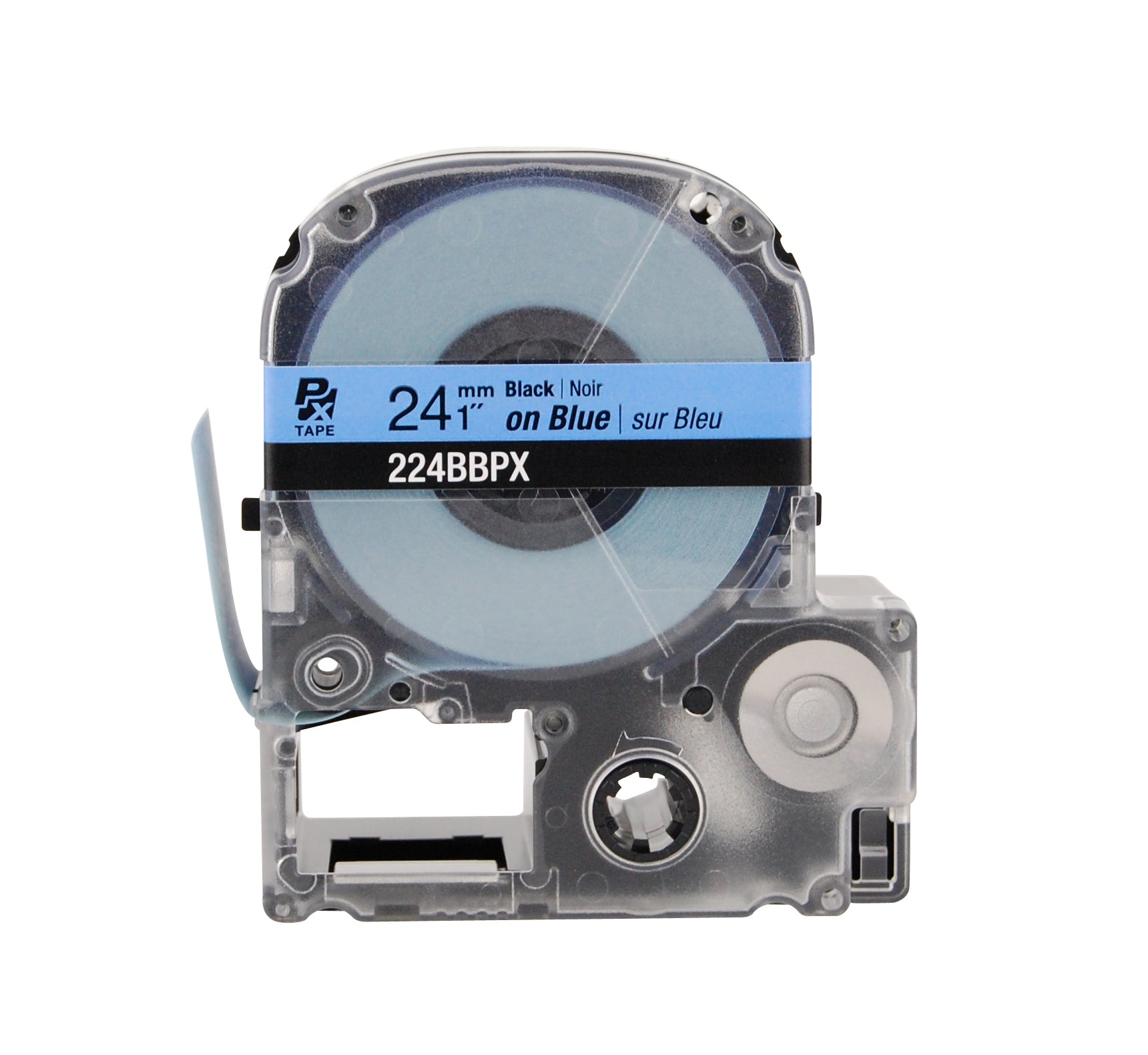 Epson LABELWORKS PX Standard 1" (24mm) x 30 ft Black on Blue Tape - 224BBPX