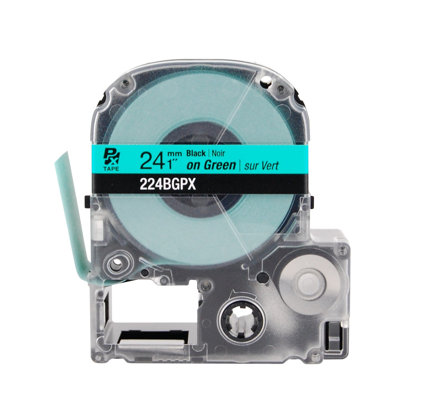 Epson LABELWORKS PX Standard 1" (24mm) x 30 ft Black on Green Tape - 224BGPX