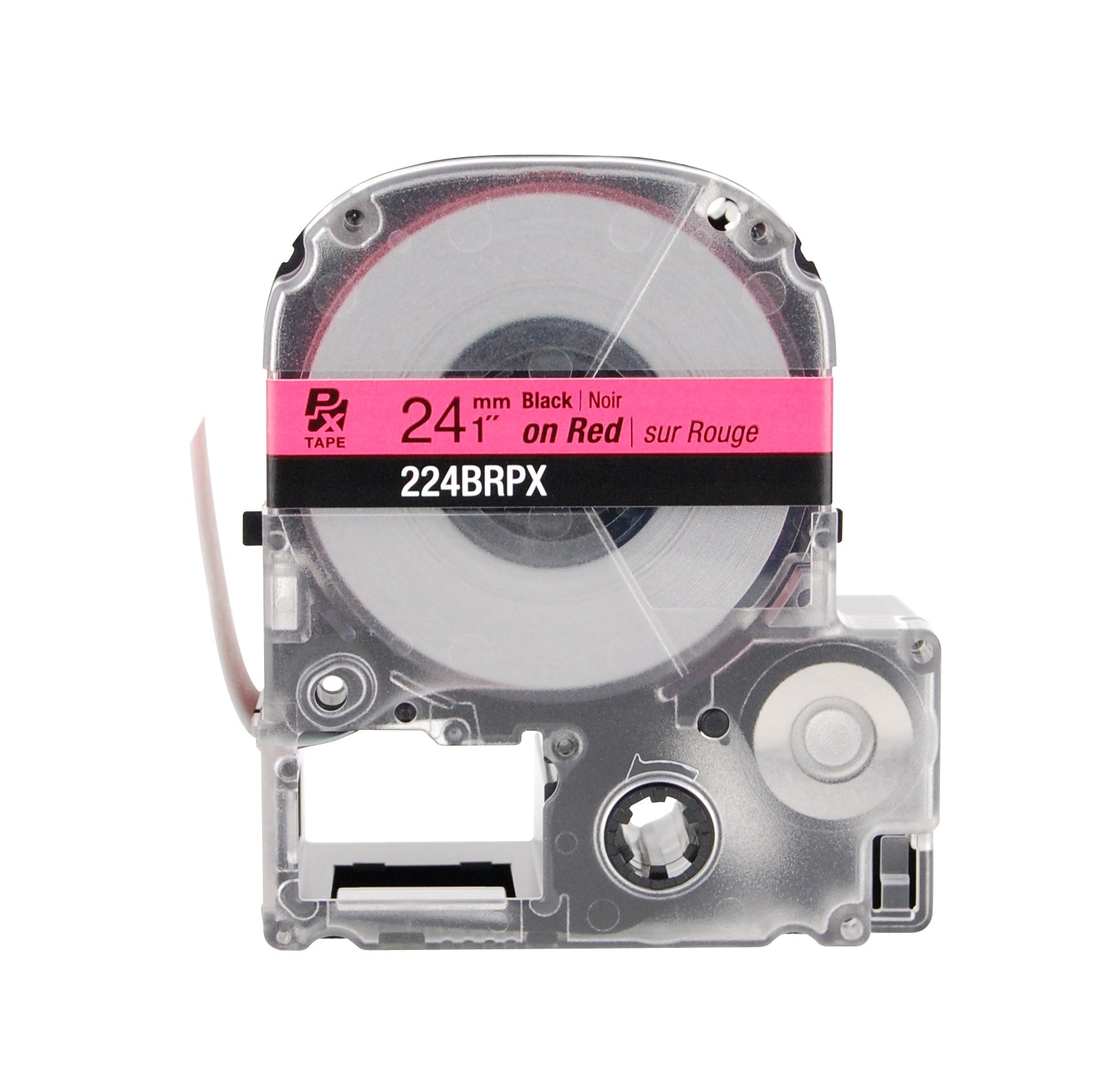 Epson LABELWORKS PX Standard 1" (24mm) x 30 ft Black on Red Tape - 224BRPX