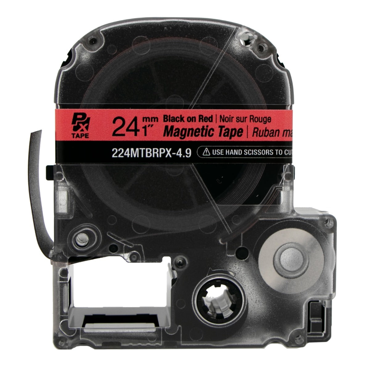 Epson LABELWORKS PX Magnetic 1" (24mm) x 4.9 ft  Black on Red Tape - 224MTBRPX-4.9