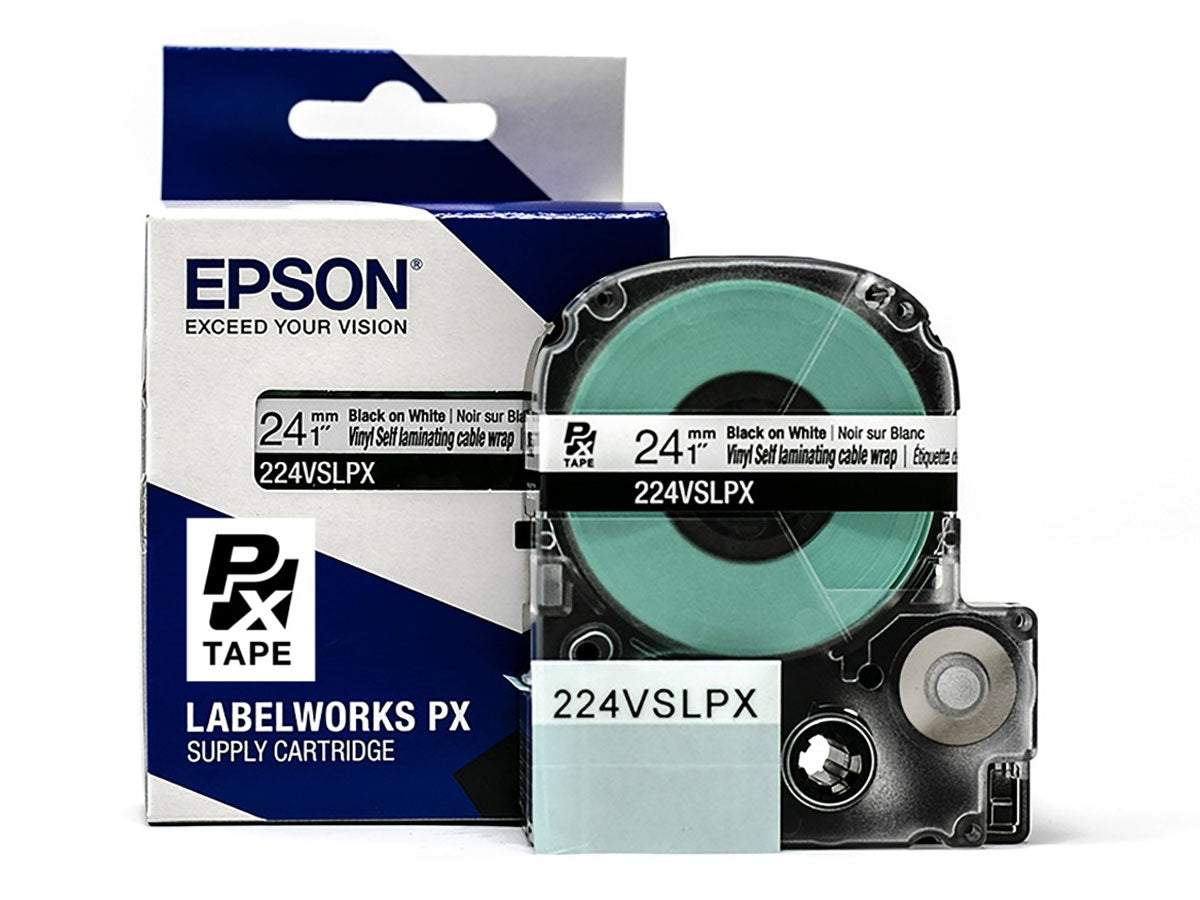 Epson LABELWORKS PX Vinyl Self Lamination Overwrap 1" (24mm) x 26.2 ft Tape - 224VSLPX