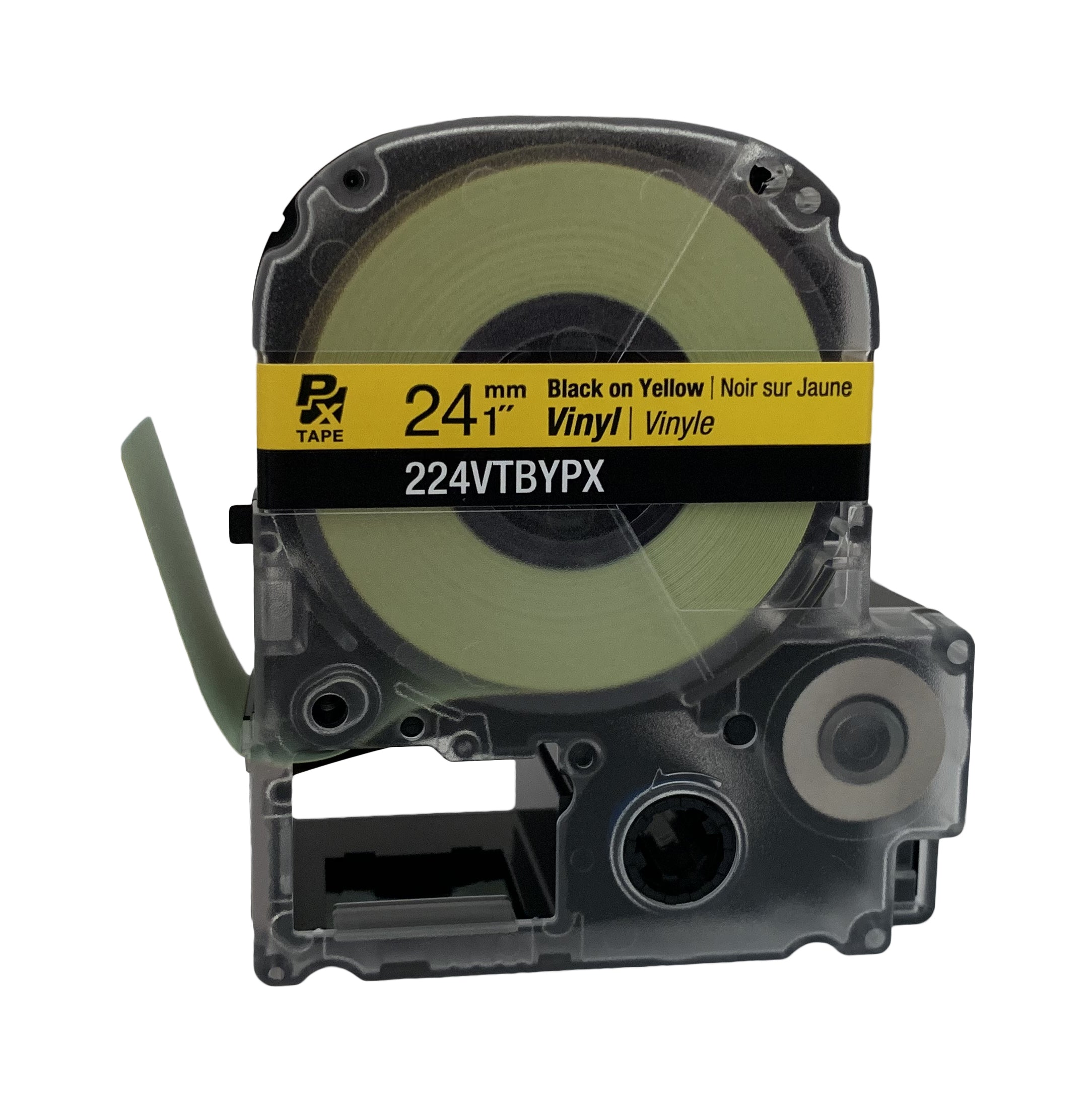 Epson LABELWORKS PX Vinyl 1" (24mm)  x 22.9 ft Black on Yellow Tape - 224VTBYPX