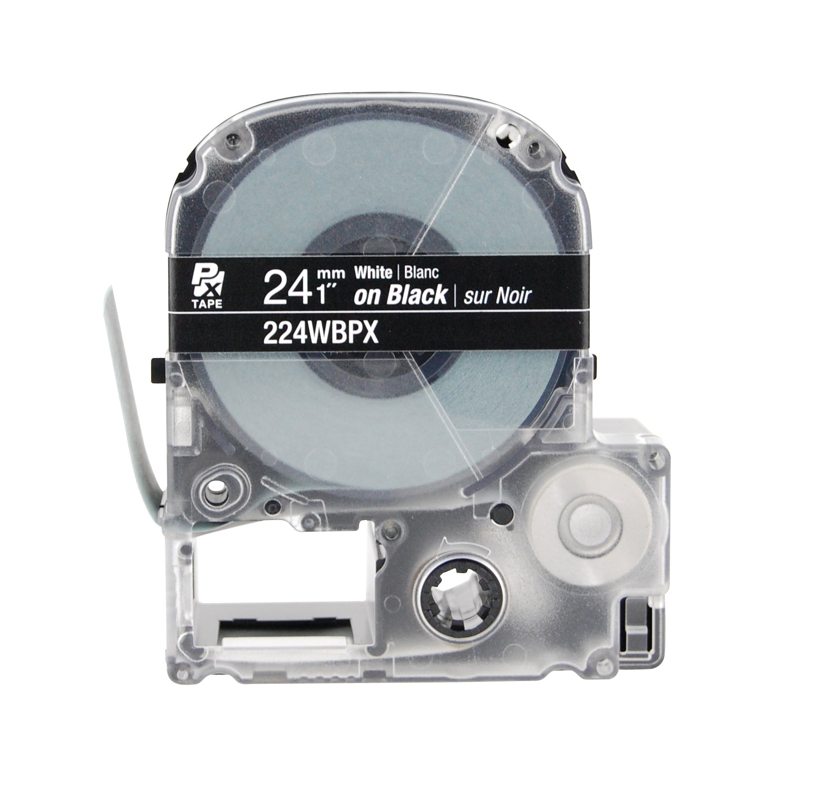 Epson LABELWORKS PX Standard 1" (24mm) x 30 ft White on Black Tape - 224WBPX