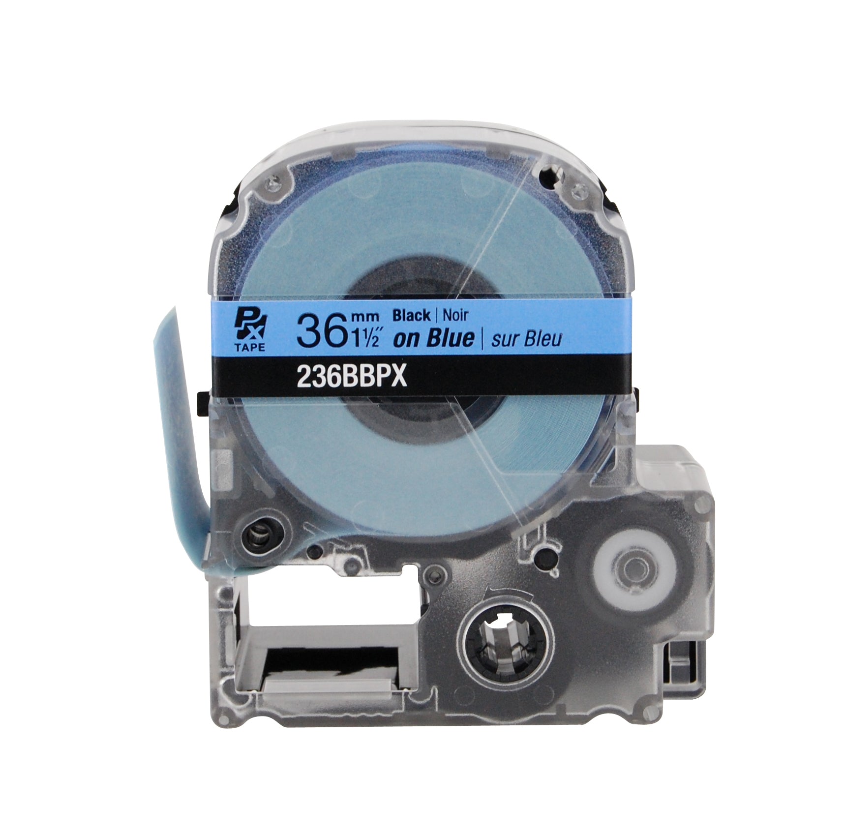 Epson LABELWORKS PX Standard 1½" (36mm) x 30 ft Black on Blue Tape - 236BBPX