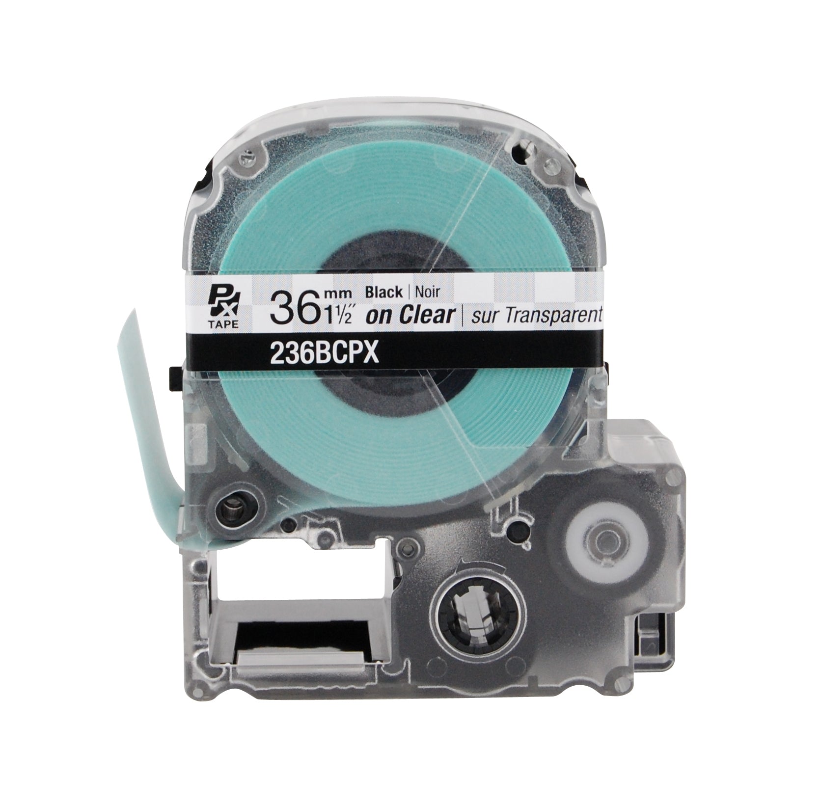 Epson LABELWORKS PX Standard 1½" (36mm) x 30 ft Black on Clear Tape - 236BCPX