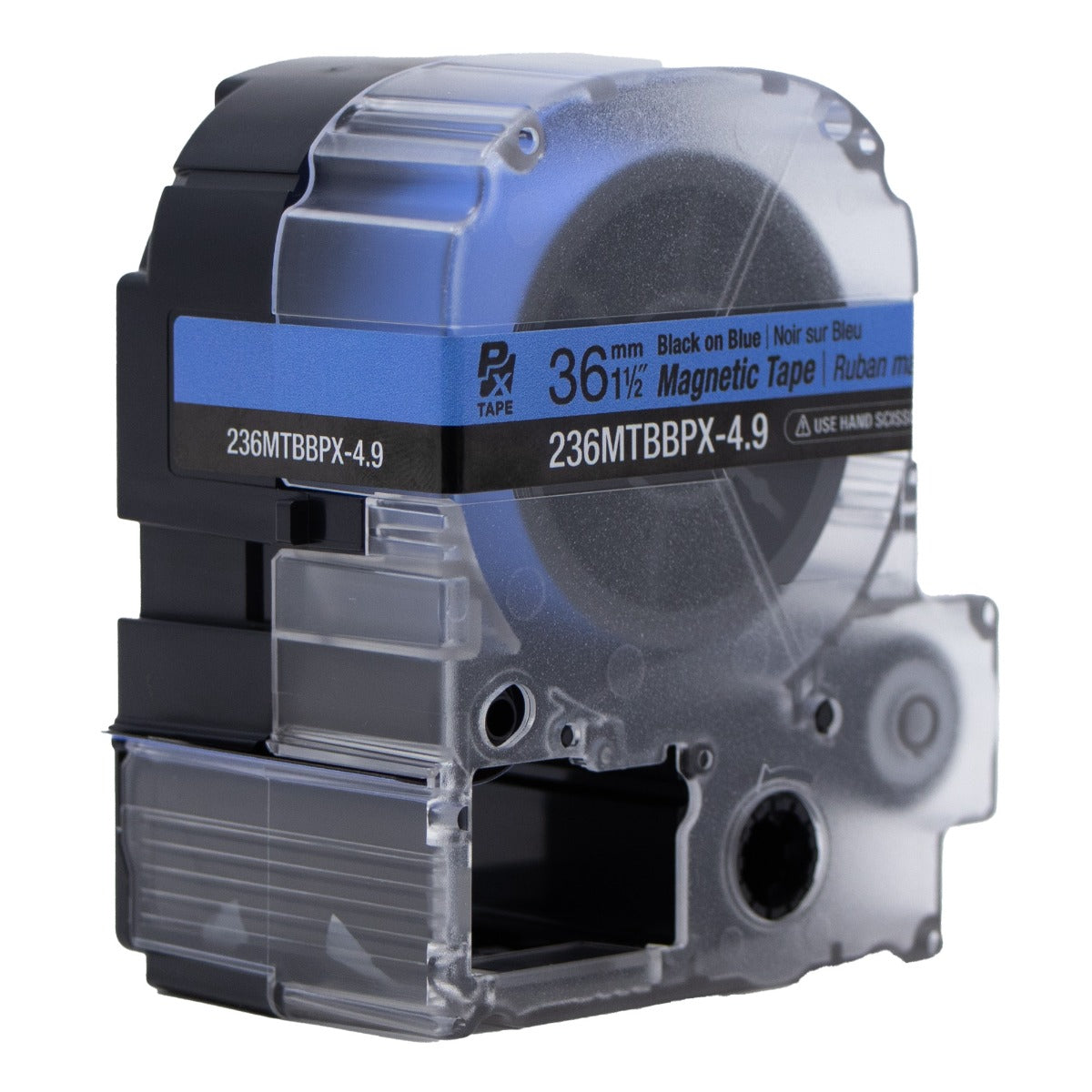 Epson LABELWORKS PX Magnetic 1½" (36mm) x 4.9 ft Black on Blue Tape - 236MTBBPX-4.9