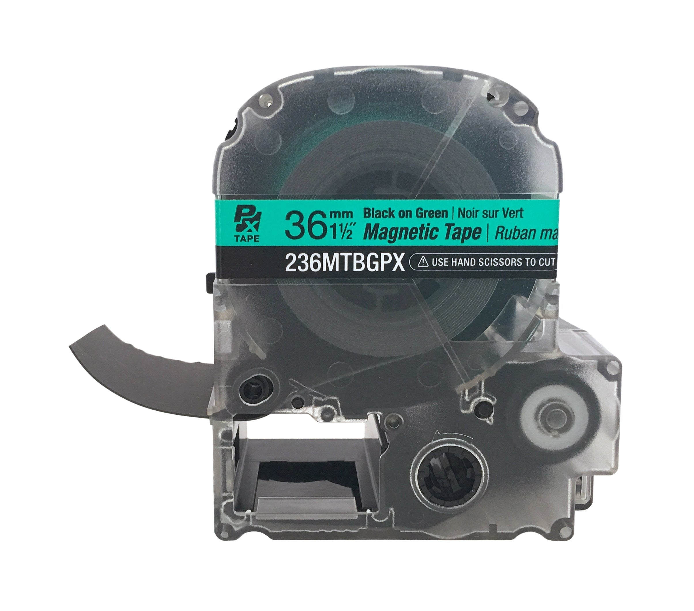 Epson LABELWORKS PX Magnetic 1½" (36mm) x 4.9 ft Black on Green Tape - 236MTBGPX-4.9