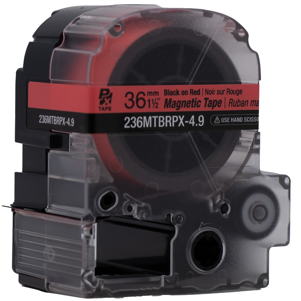 Epson LABELWORKS PX Magnetic 1½" (36mm) x 4.9 ft Black on Red Tape - 236MTBRPX-4.9