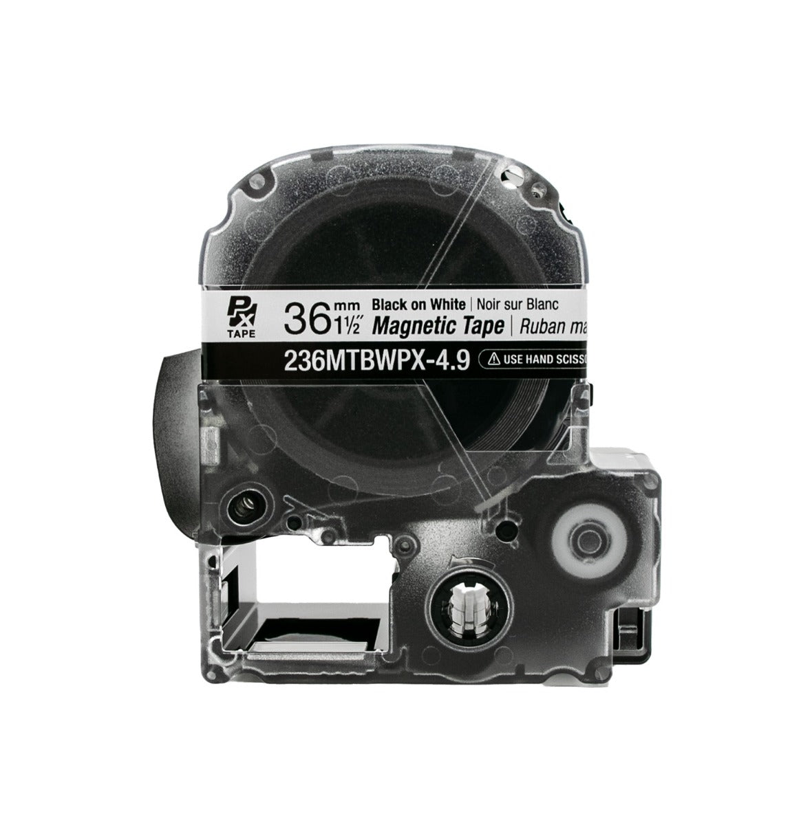 Epson LABELWORKS PX Magnetic 1½" (36mm) x 4.9 ft Black on White Tape - 236MTBWPX-4.9