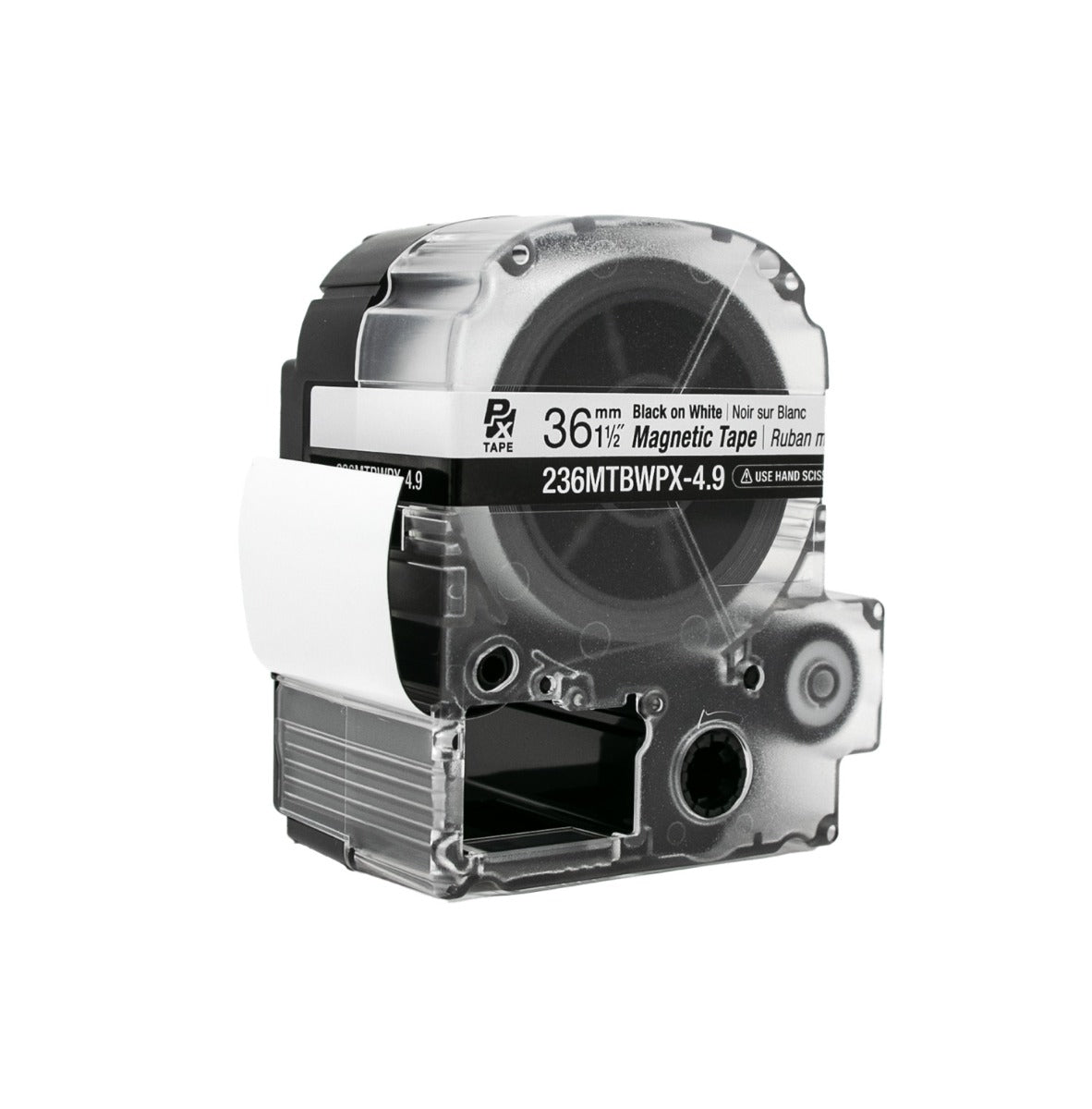 Epson LABELWORKS PX Magnetic 1½" (36mm) x 4.9 ft Black on White Tape - 236MTBWPX-4.9