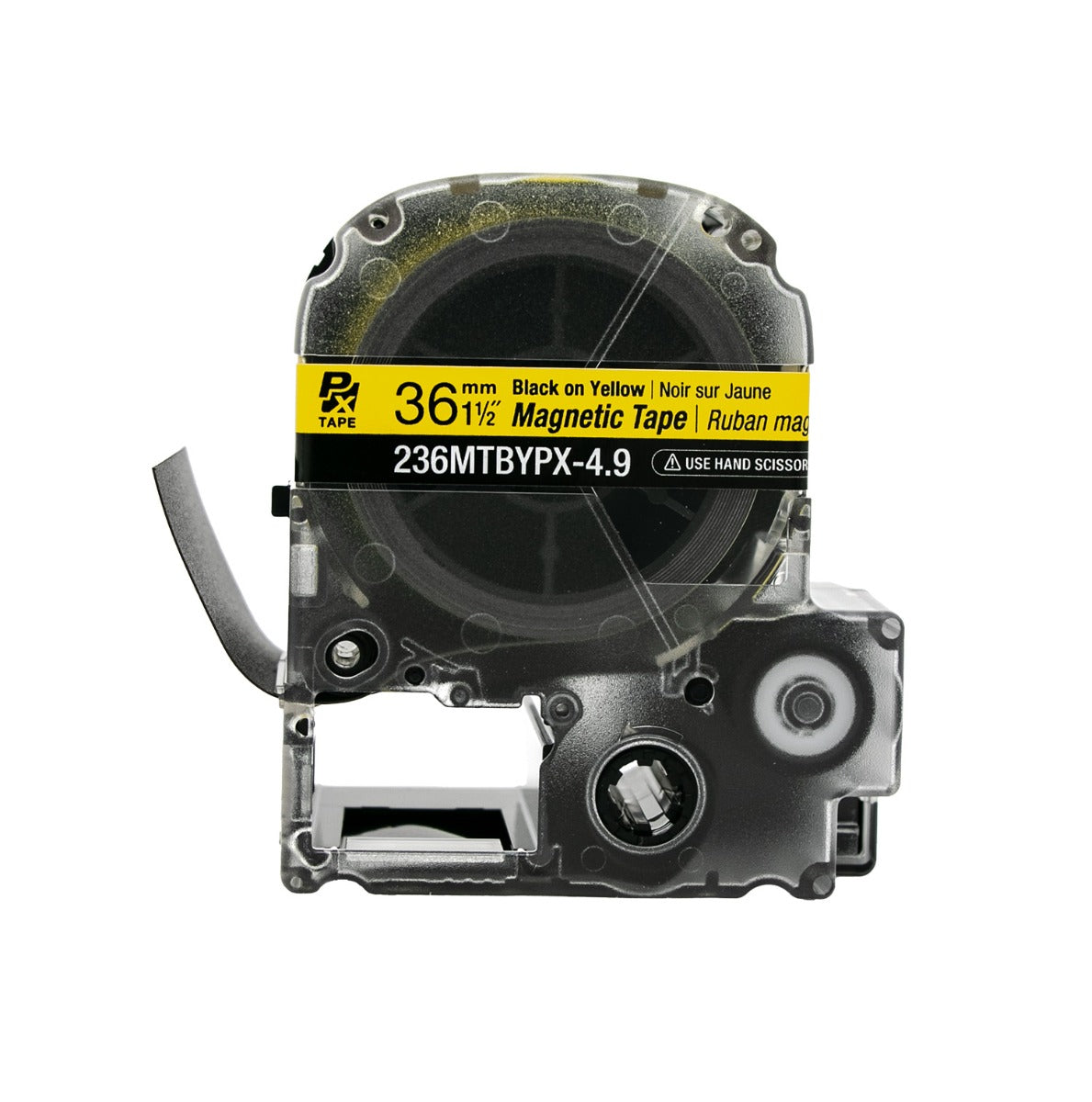 Epson LABELWORKS PX Magnetic 1½" (36mm) x 4.9 ft Black on Yellow Tape - 236MTBYPX-4.9