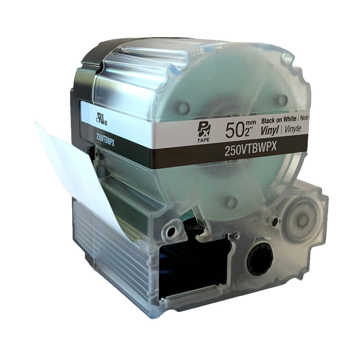 Epson LabelWorks PX 50mm (2") Black on White Vinyl Tape - 250VTBWPX
