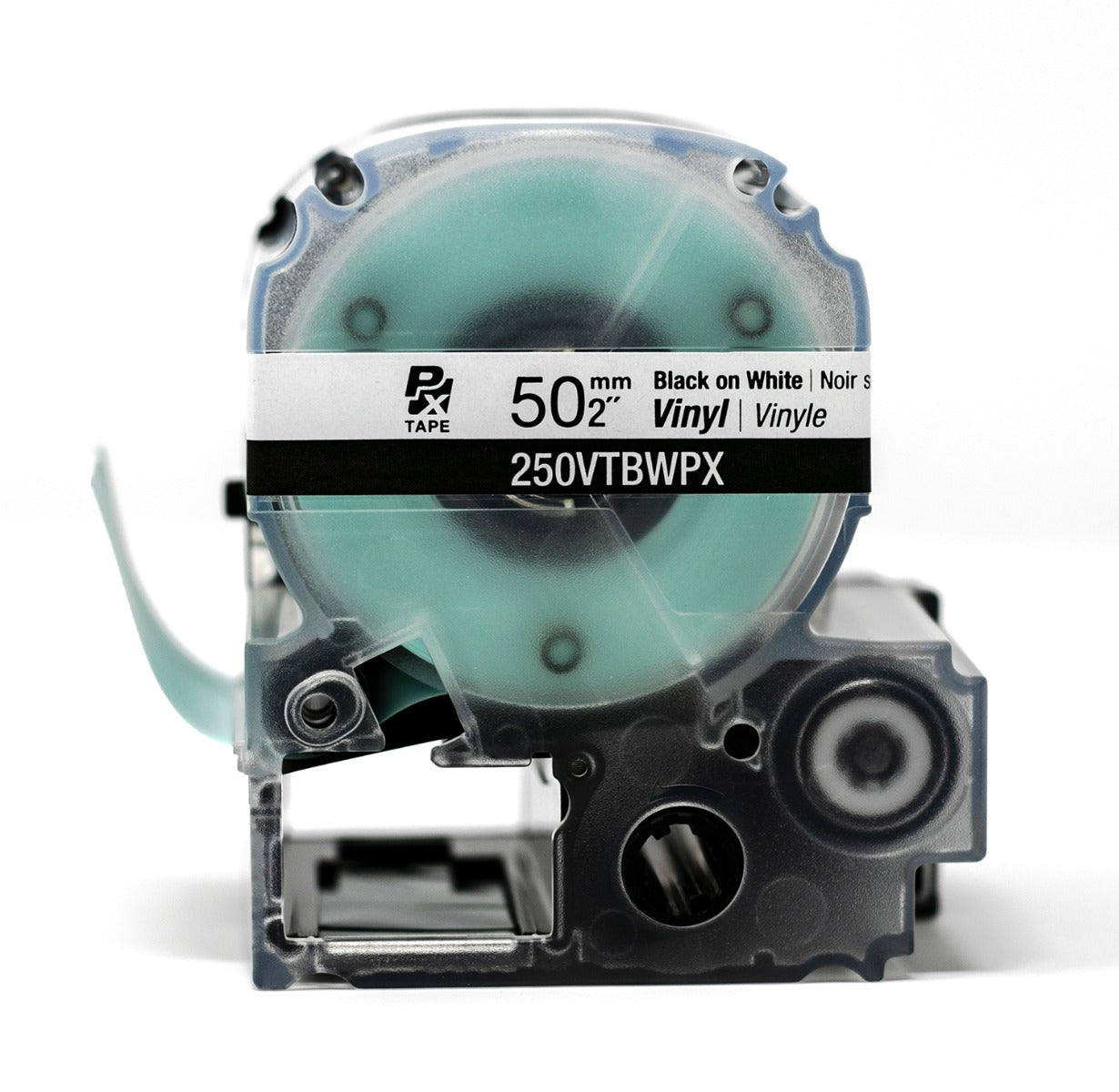 Epson LabelWorks PX 50mm (2") Black on White Vinyl Tape - 250VTBWPX