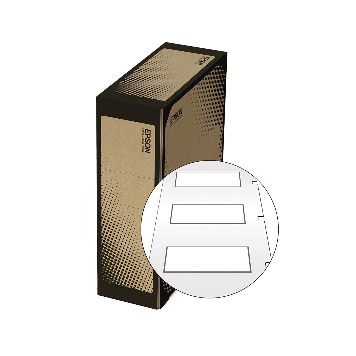 Epson LW-Z Series Bulk Roll - Bulk Ladder Shrink Tube - 1/8" (AWG 16-22) x 0.98" L/ea. Black on White Tape - BL203YLBWX25PX