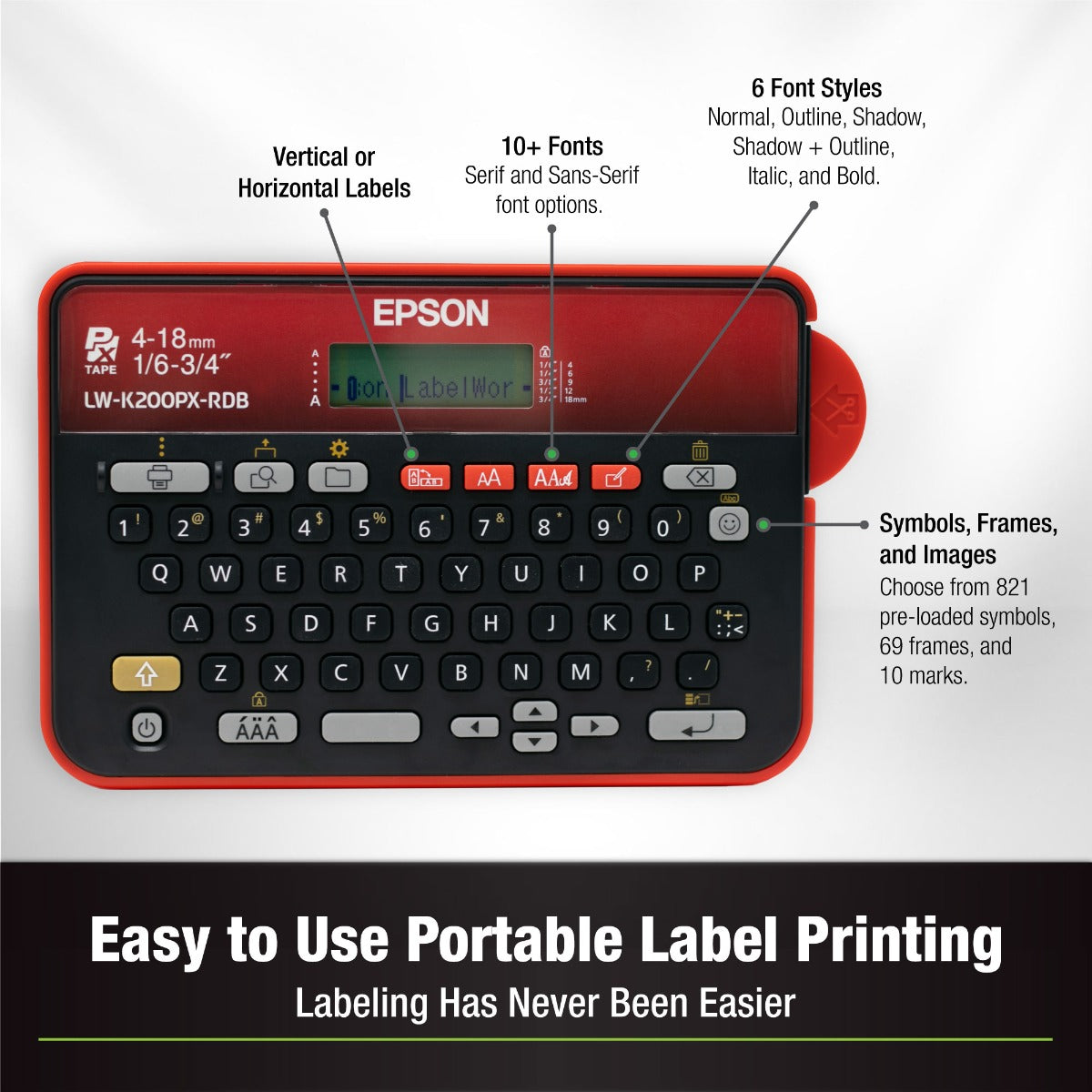 Epson LabelWorks LW-K200PX-RDB Home & Hobby Label Printer