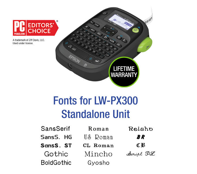 Epson LabelWorks LW-PX300 Label Printer Fonts