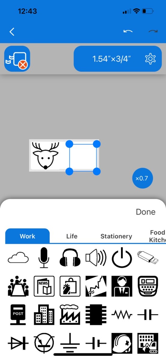 Epson's Label Editor Mobile - Symbol Screen