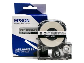 Epson LabelWorks 1-inch Black on White Extra-tough Nylon Tape