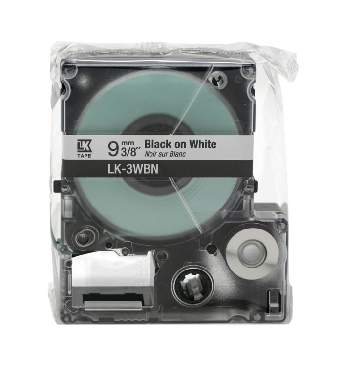 Compatible Casete LC-3WBN LC-3WBN9 SS9KW negro sobre blanco 9mm x 8m cinta para impresoras de etiquetas Epson LabelWorks LW-300 LW-300L LW-400 LW-500 LW-600P LW-700 LW-900P LW-1000P 