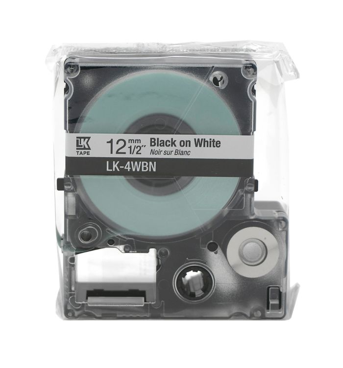 1 komp LC4WBN9 Schriftband für Epson LabelWorks LW-300 12mm schwarz auf weiß 